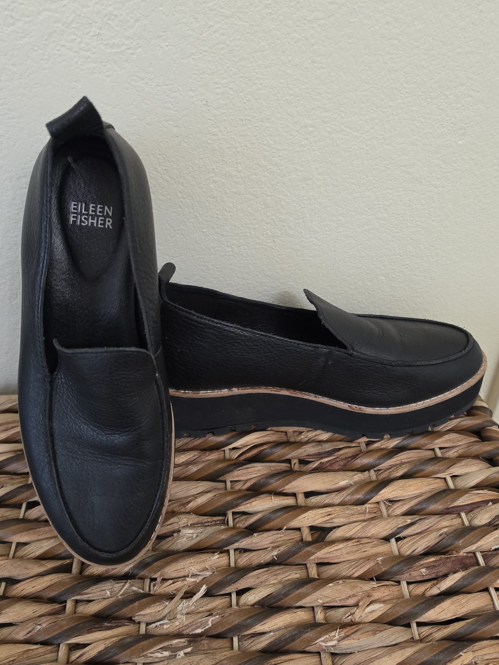 Eileen Fisher Ells Smooth Leather Loafer Wedge, 7.5 - Picture 6 of 11